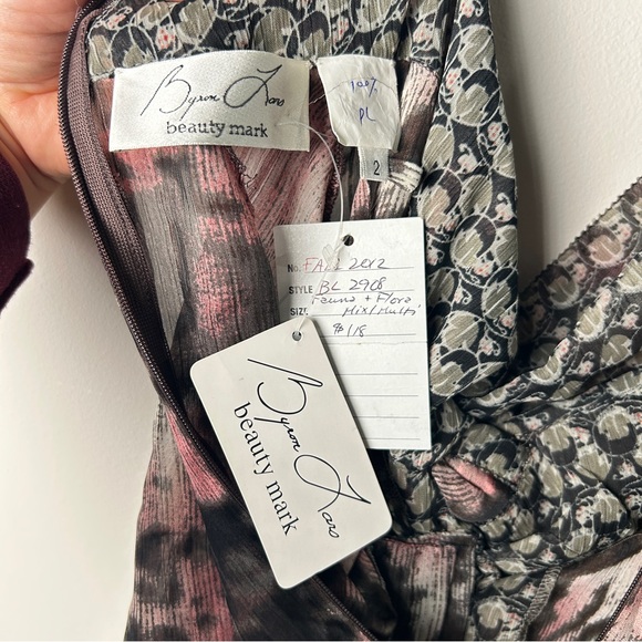 Byron Lars Beauty Mark Designer Sample NWTs Pink and Black Women's Blouse Size 2 - Picture 7 of 10